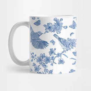 Vintage Roses Garden (Blue Toile de Jouy) Mug